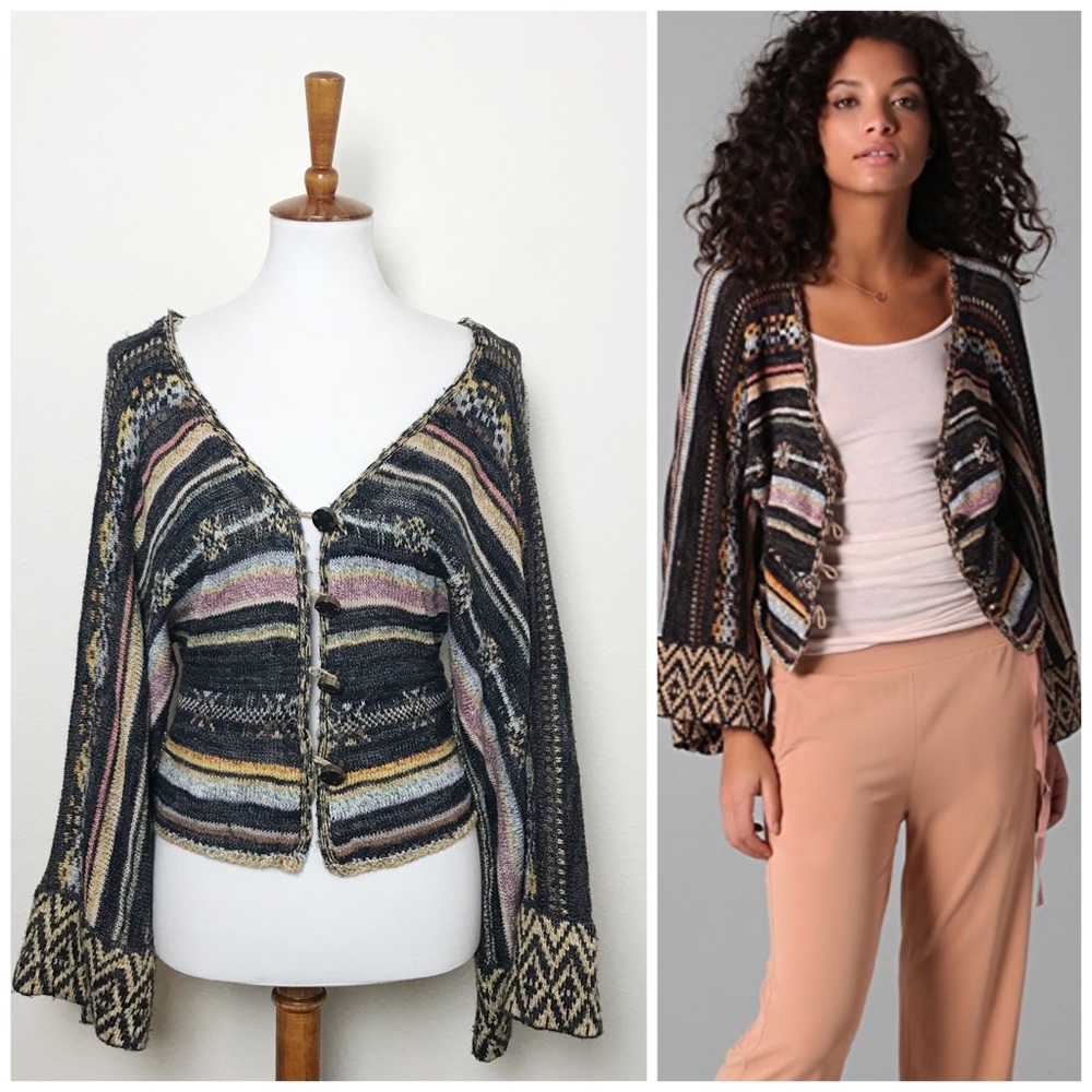 FREE PEOPLE Nopal Bell Sleeve Crop Cardigan! Small